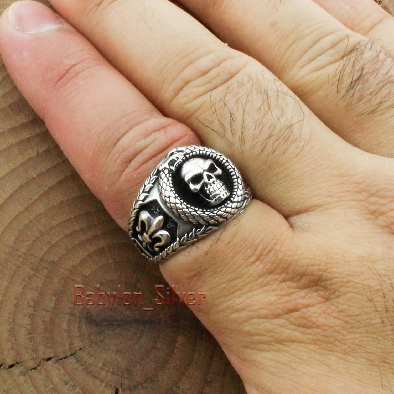 Solid 925 Sterling Silver Retro Gothic Biker Skull Luxury Turkish Men's Ring - Image 6