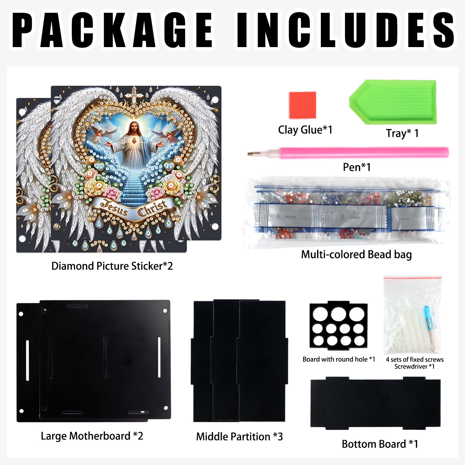 SHEGZHUC 13 x 11.8 cm Diamond Painting Pen Holder Desk Jesus Christ Organiser Diamond Painting Pens Organiser Pen Holder Brush Holder Special Stones Gifts for Office School Household - Image 3