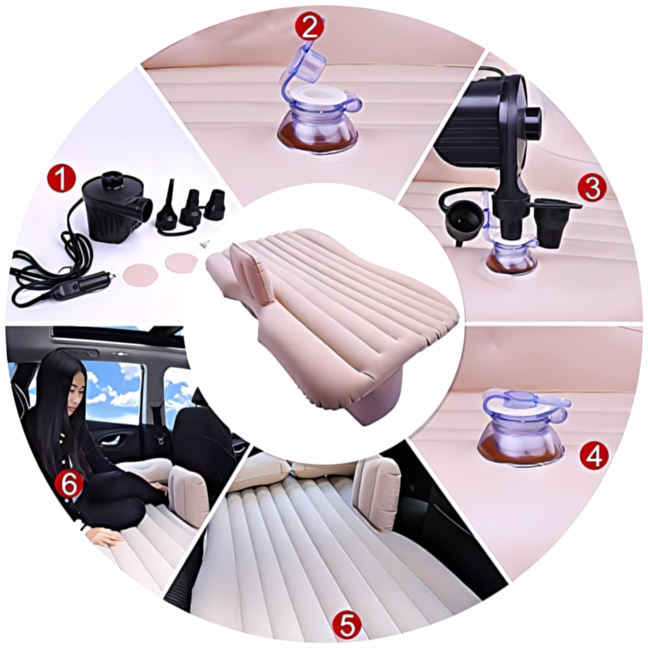 Car Air Bed with Pump & Pillows Comfortable Inflatable Back Seat Mattress for Road Trips & Outdoor Fun 4