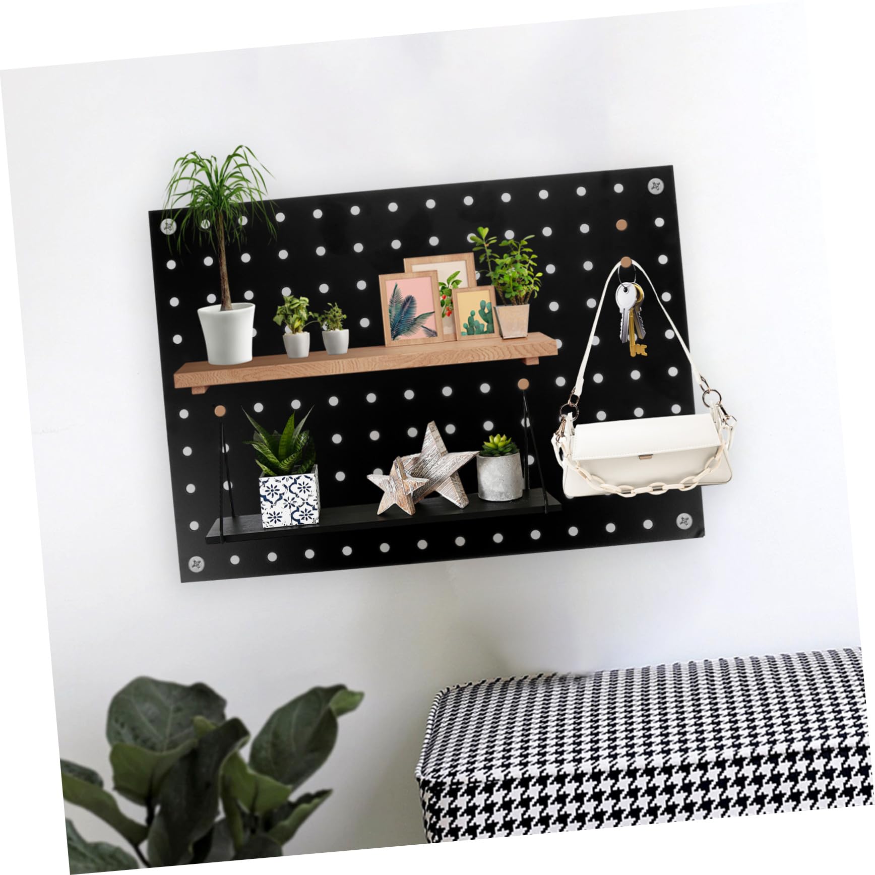 Tablero Perforado de Metal Negro para Montaje en Pared Diseño Fácil de Instalar y Material de Hierro Adecuado para Garaje y Banco de Trabajo