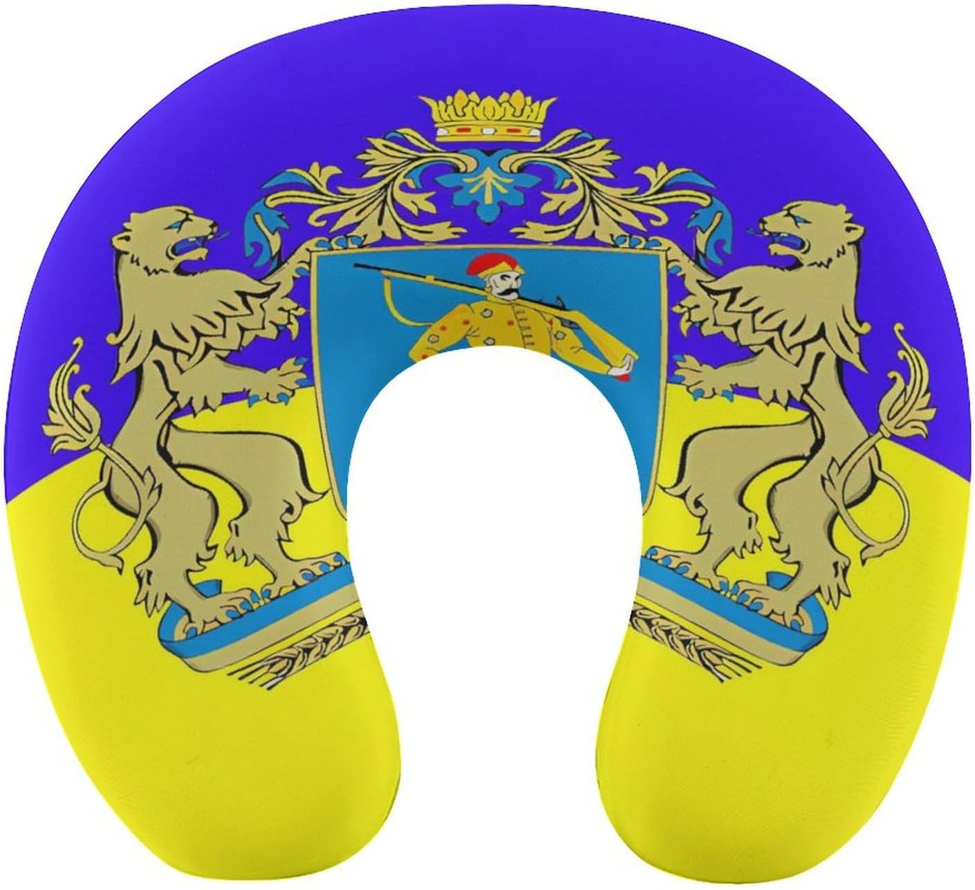 Flag of Ukraine Funny Travel Pillow U Shaped Memory Foam Neck Pillows Portable for Flight Car Home Office