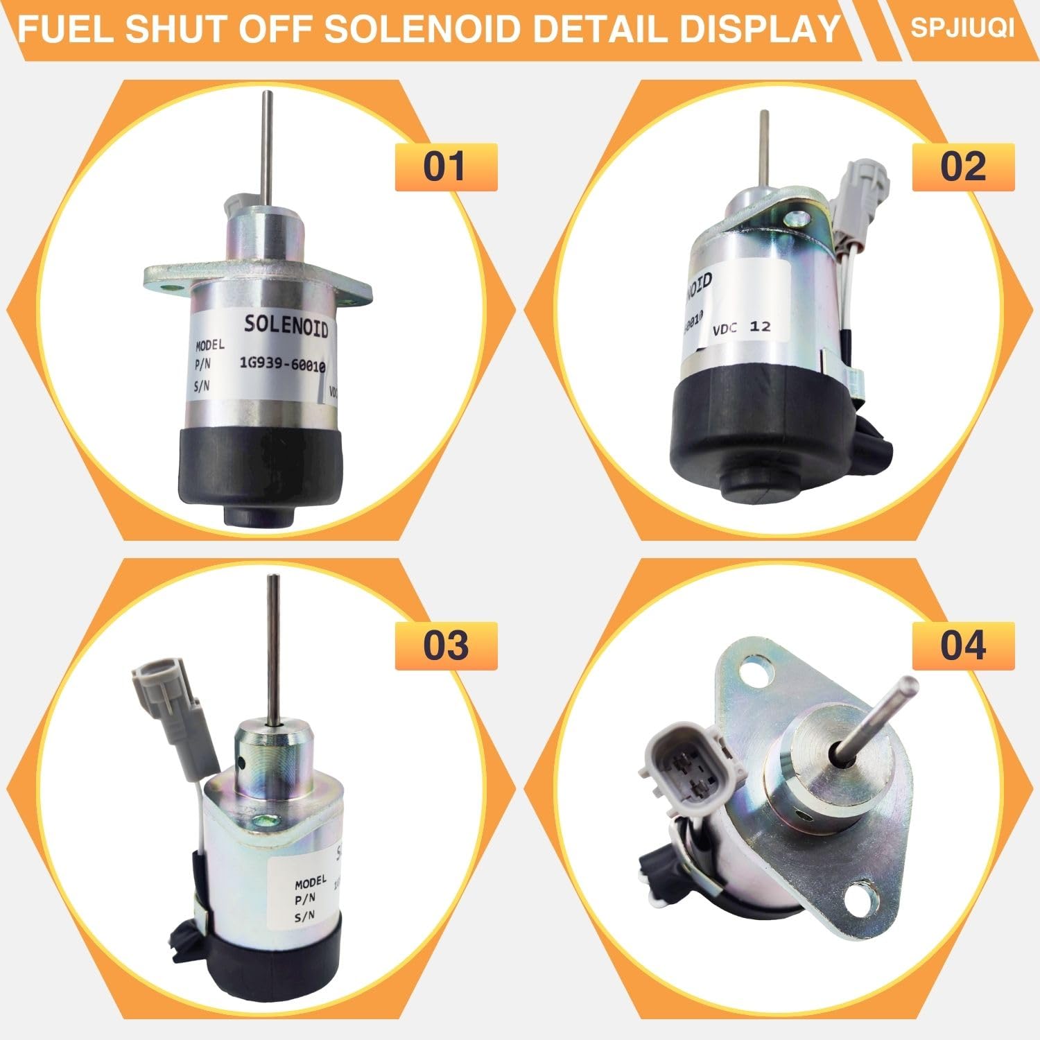 Solenoide de apagado de 12 V 1G939-60010 25-38773-00 240-22175 compatible con motor Kubota V2203 Carrier Transicold CT4