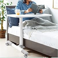 Vista 2 de ETHU Overbed Table with Wheels, Rolling Tray Table, Hospital Bed Table, Adjustable Overbed Bedside Rolling Laptop Table