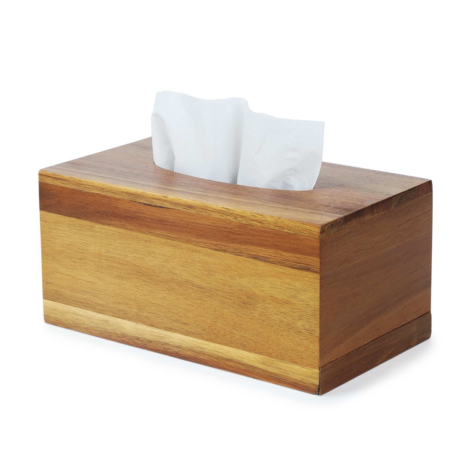 YANGQIHOME Rectangle Tissue Box Cover, Wooden Tissue Holder for Bathroom, Living Room, Dining Table, Decorative Facial Tissue Box Cover, 25 x 14.5 x 12 cm