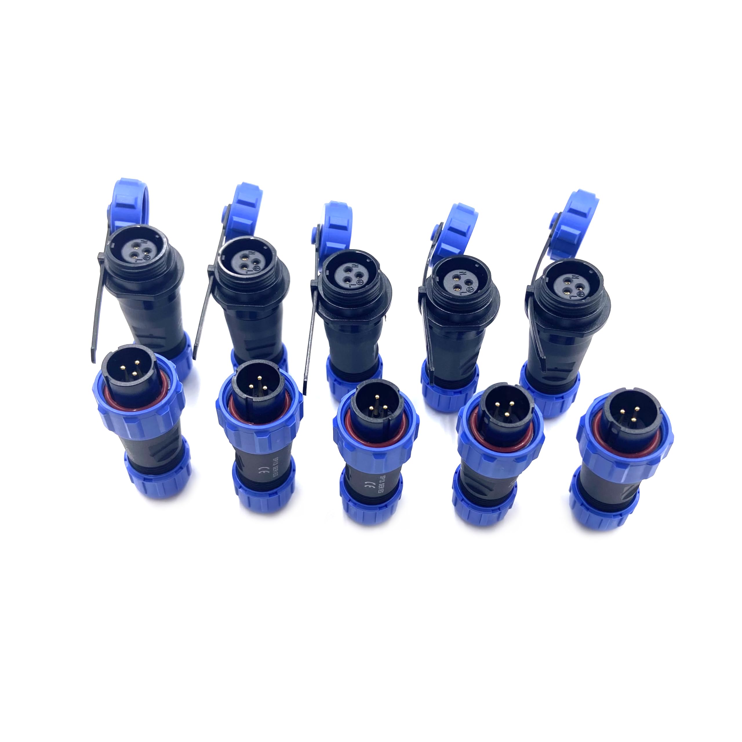 5 connettori per aeronautica SP13 a 3 poli, IP68 3 pin, spina aviazione senza saldatura, spina impermeabile per lampade esterne, 250 V 13 A (14 AWG cavo a vite crimpatura)