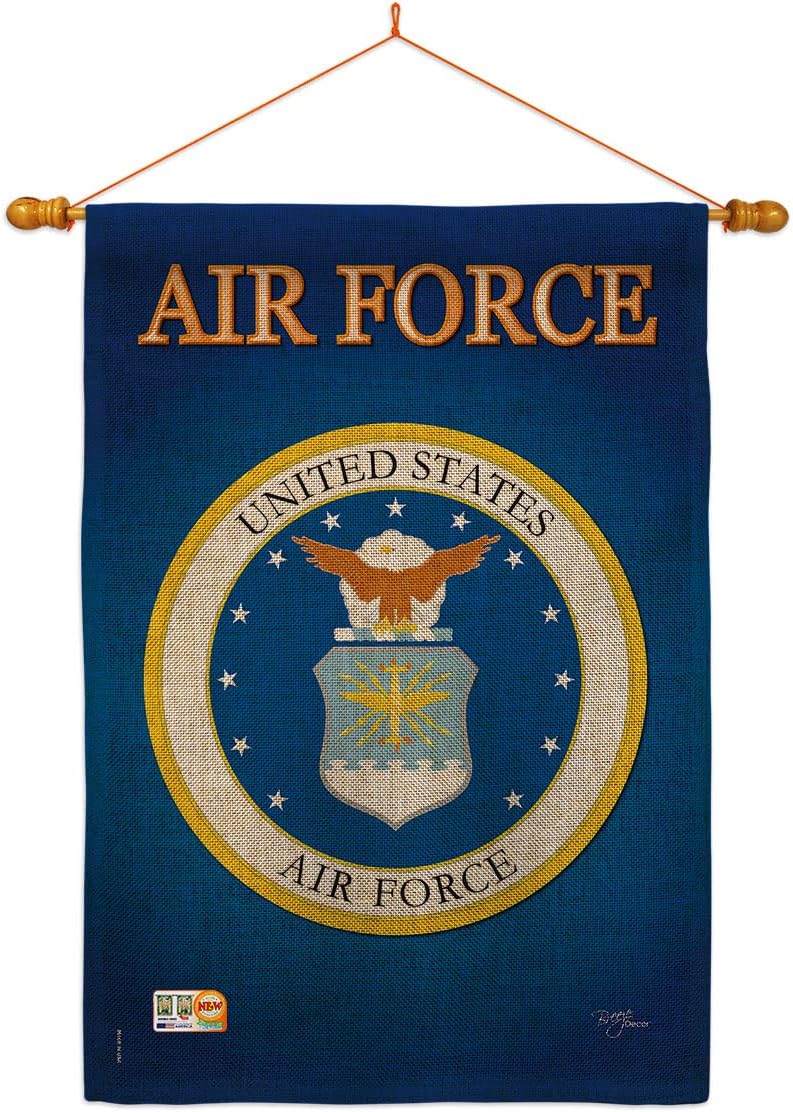 Air Force Burlap House Flag Armed Forces USAF United State American Military Veteran Retire Official Small Decorative Gift Yard Banner Double-Sided Made In USA 28 X 40