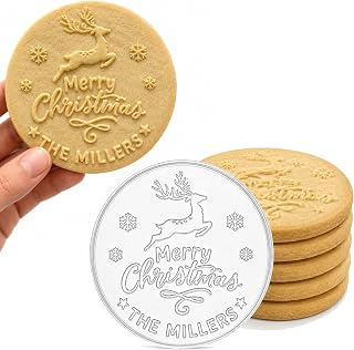 パーソナライズされたクリスマスクッキースタンプ ファミリーネーム付き カスタムアクリルクッキースタンプとカッターセット ビスケット フォンダン ショートブレッド クリスマスベーキングギフト