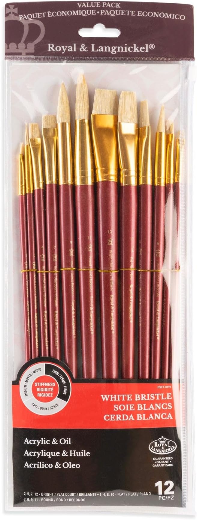 Royal Brush Manufacturing Royal and Langnickel Zip N' Close 12-Piece Brush Set, White Bristle