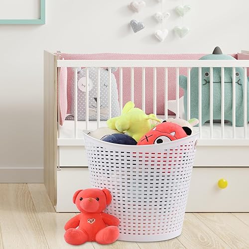 Miniatura 8 de Sadstory - Cesta de plástico para la ropa sucia de 40 L, cestas grandes de plástico, color blanco, paquete de 6