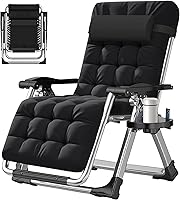 Vista 22 de ABORON Silla de gravedad cero mejorada con cojín para reposabrazos, sillas plegables de lona de primera calidad para exteriores, sillas de patio