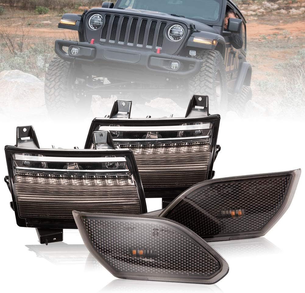 FIERYRED JL LED Fender Light Kit Compatible with 2018-2020 Jeep Wrangler JL - Fender Lights with Sequential Flashing Turn Signal +Side Marker Lights(DOT)