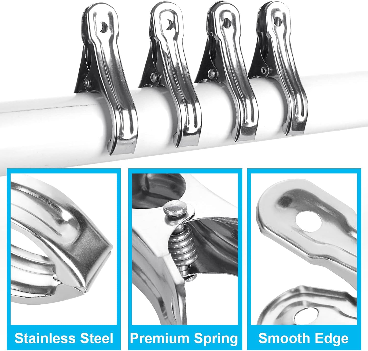 200PCS Greenhouse Clamps for Plants, Stainless Steel Clips for Netting, Strong Grip to Hold Down Shade Cloth or Plant Cover on Garden or Greenhouse Hoops 2 Inch