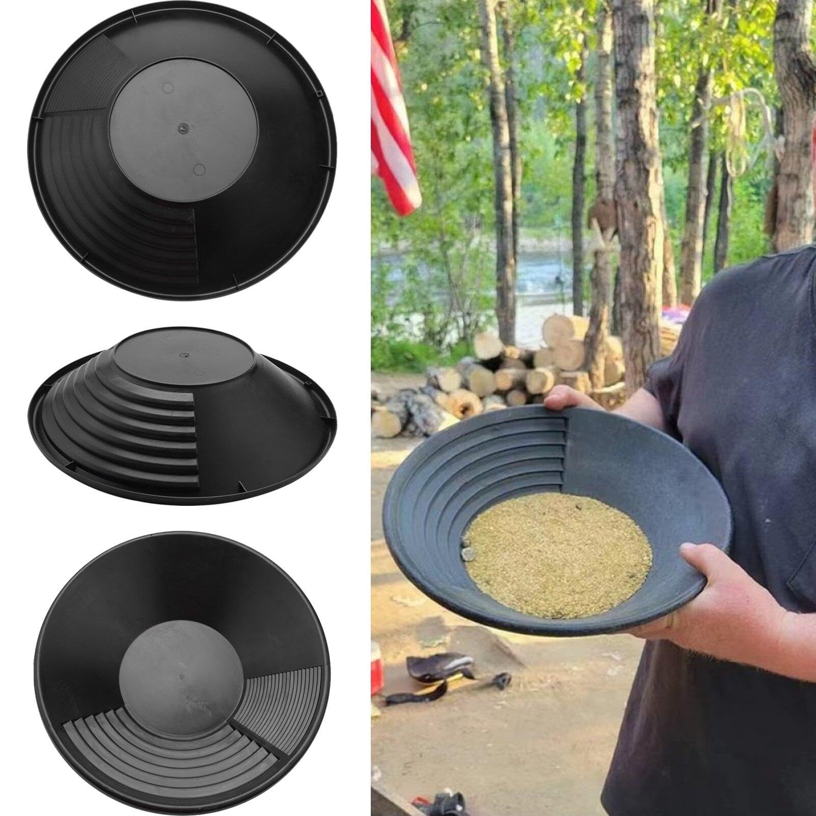 Panning d'or en Plastique, batée de Lavage d'or pour la Prospection minière de pépites, Tamis de Lavage pour la Classification de l'or (38 cm)
