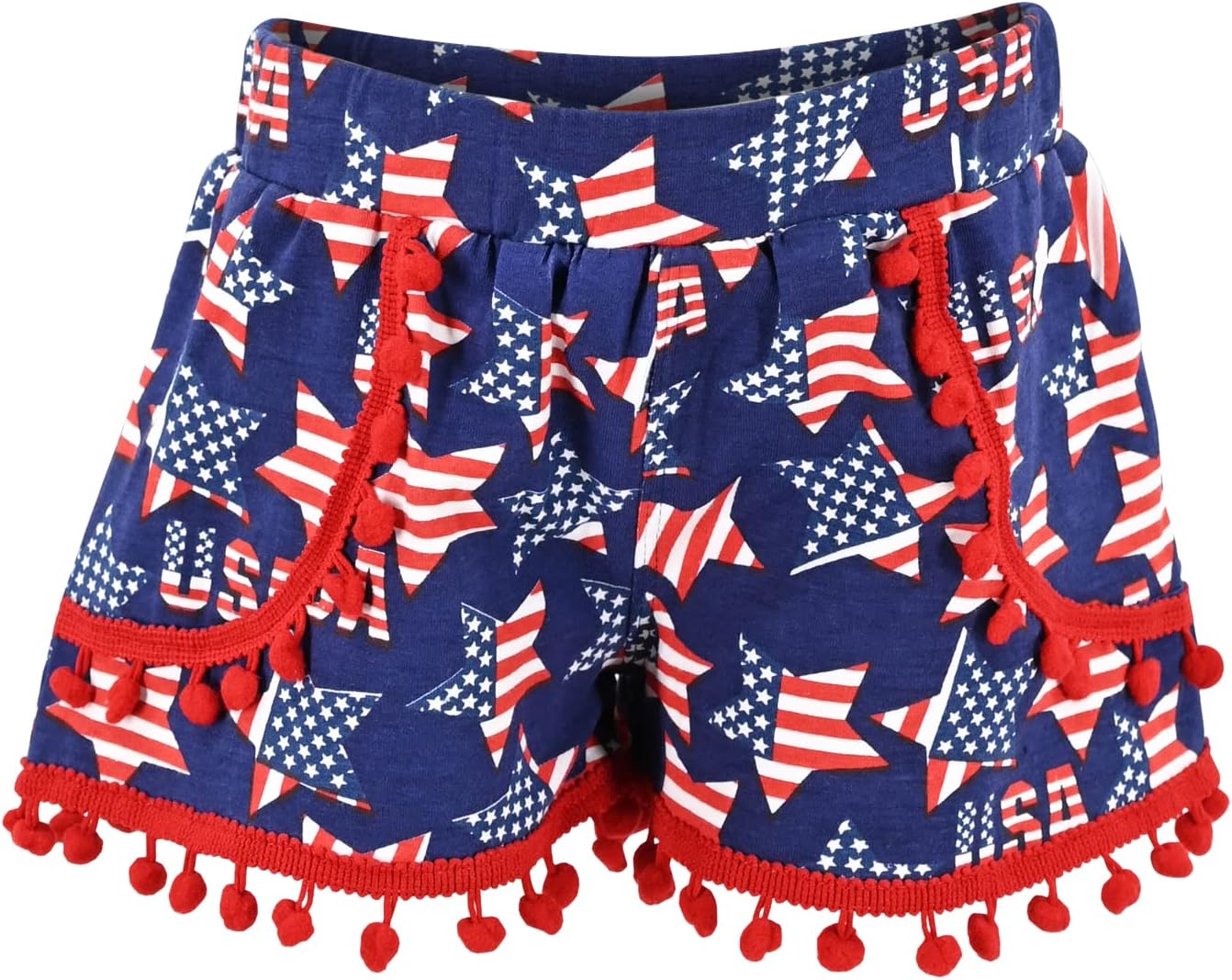 Unique Baby Girls Toddler Big Kid Sleeveless Tank with Pom Pom 2pc Shorts Set Outfit