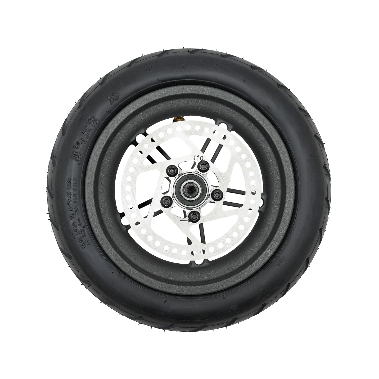 YIYIBYUS Scooter Wheels 9 inch Solid Rubber Tire 8 X2.125 Rear Wheel Tyre Electric Scooter Rear Tire W/Wheel Hub Disc Brake Set for Xiaomi M365 1 Pcs Black