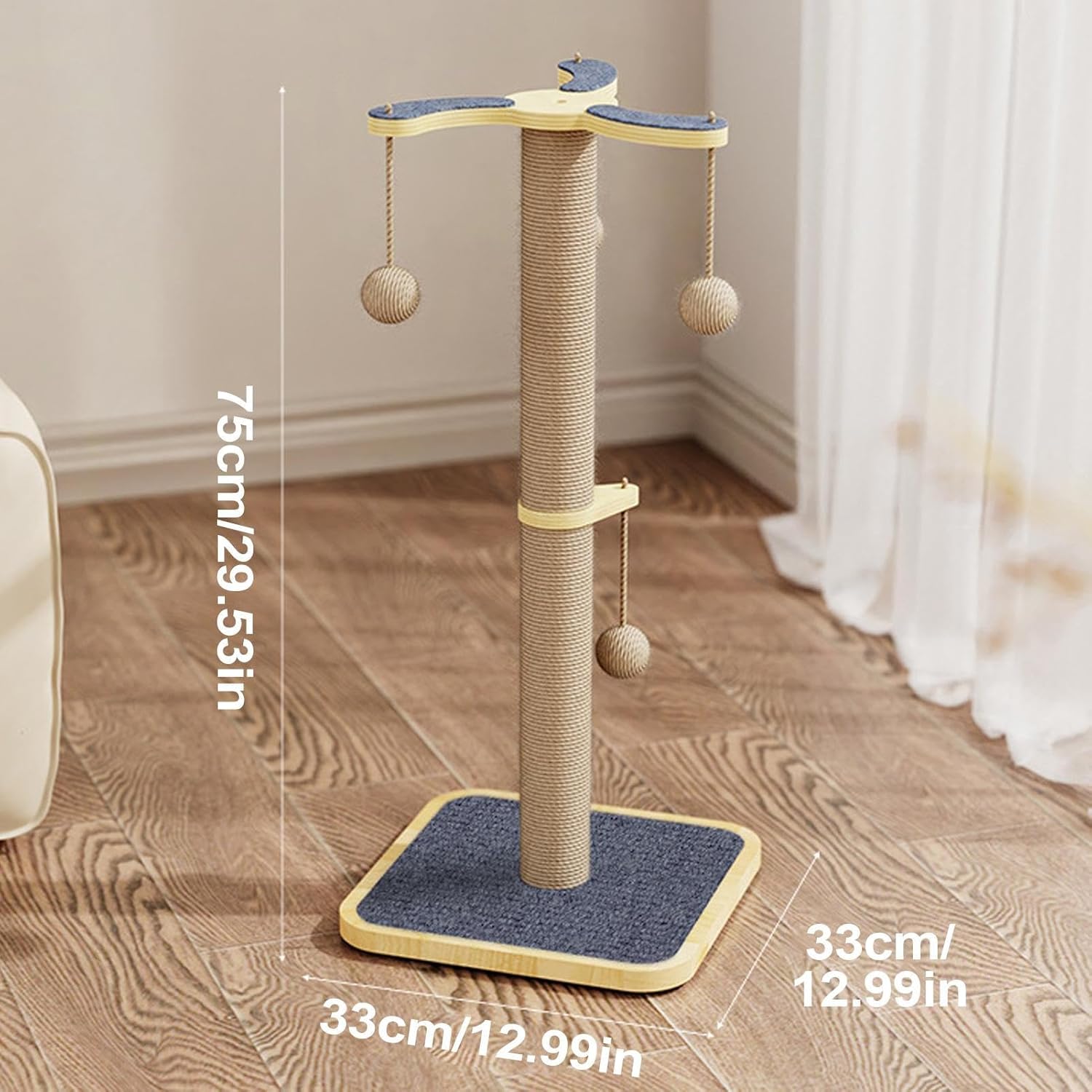 猫爪とぎ器 - 高さ十分 キャットスクラッチャー - タワー型家具保護 ボール付き 子猫の登攀トレーニング用