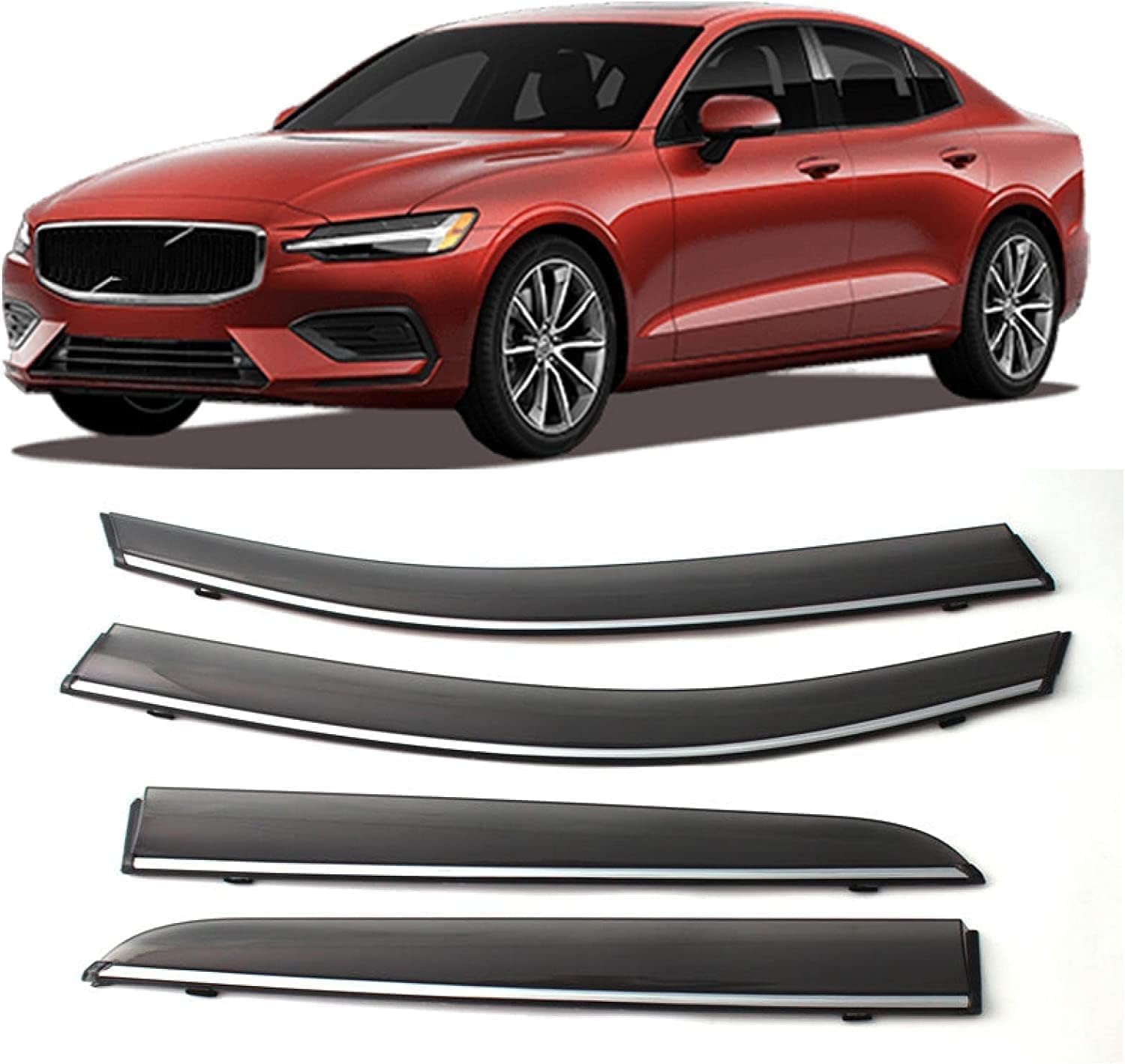 PANXUC Car Wind Deflectors for Volvo S60 2020 2021 2022, Side Window Wind Rain Deflector Window Visor Sun Rain Guard Smoke Guards
