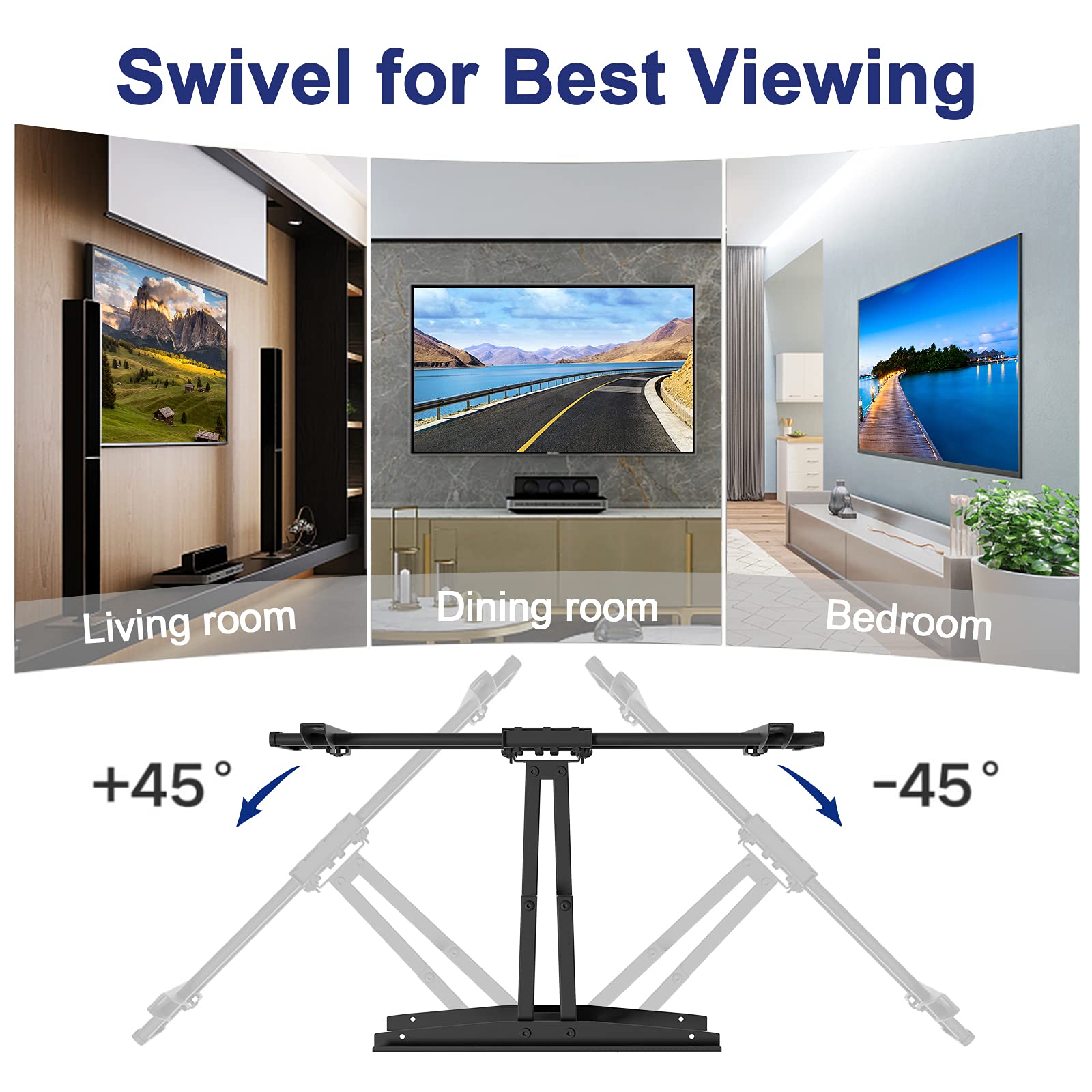 Rentliv Full Motion TV Wall Mount Bracket with Dual Articulating Arms Swivels Tilts Rotation for Most 37-70 Inch TVs,TV Mount Holds up to 132lbs, Max VESA 600x400mm