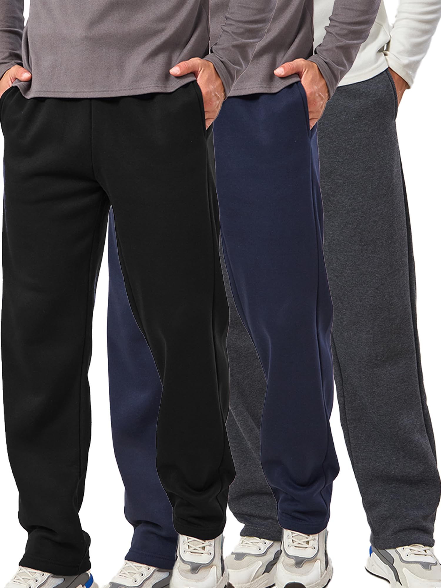 3 Pack Mens Fleece Athletic Baggy Sweatpants