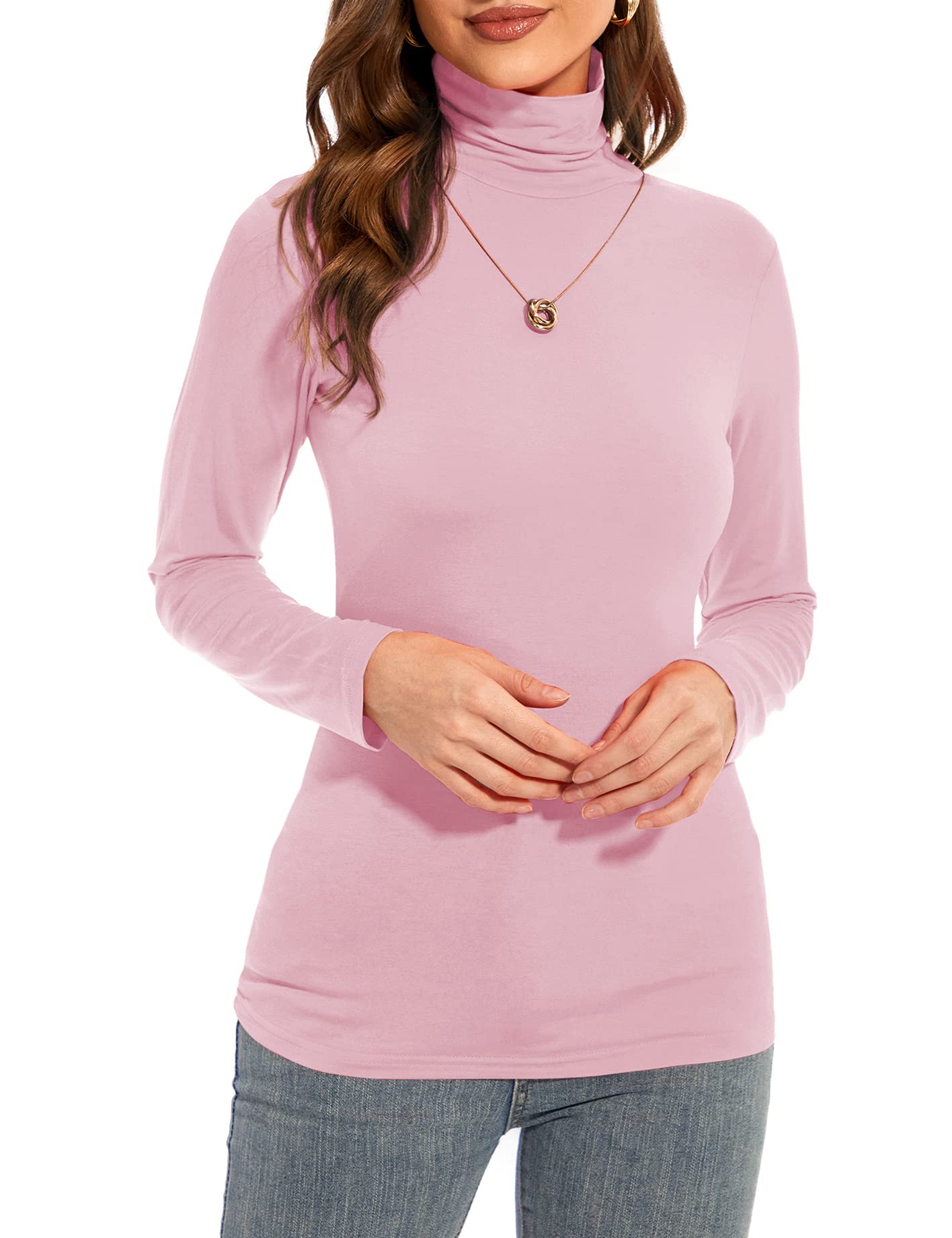 Womens Long Sleeve Turtleneck T-Shirts Casual Lightweight Slim Fit Cozy Base Layer Top