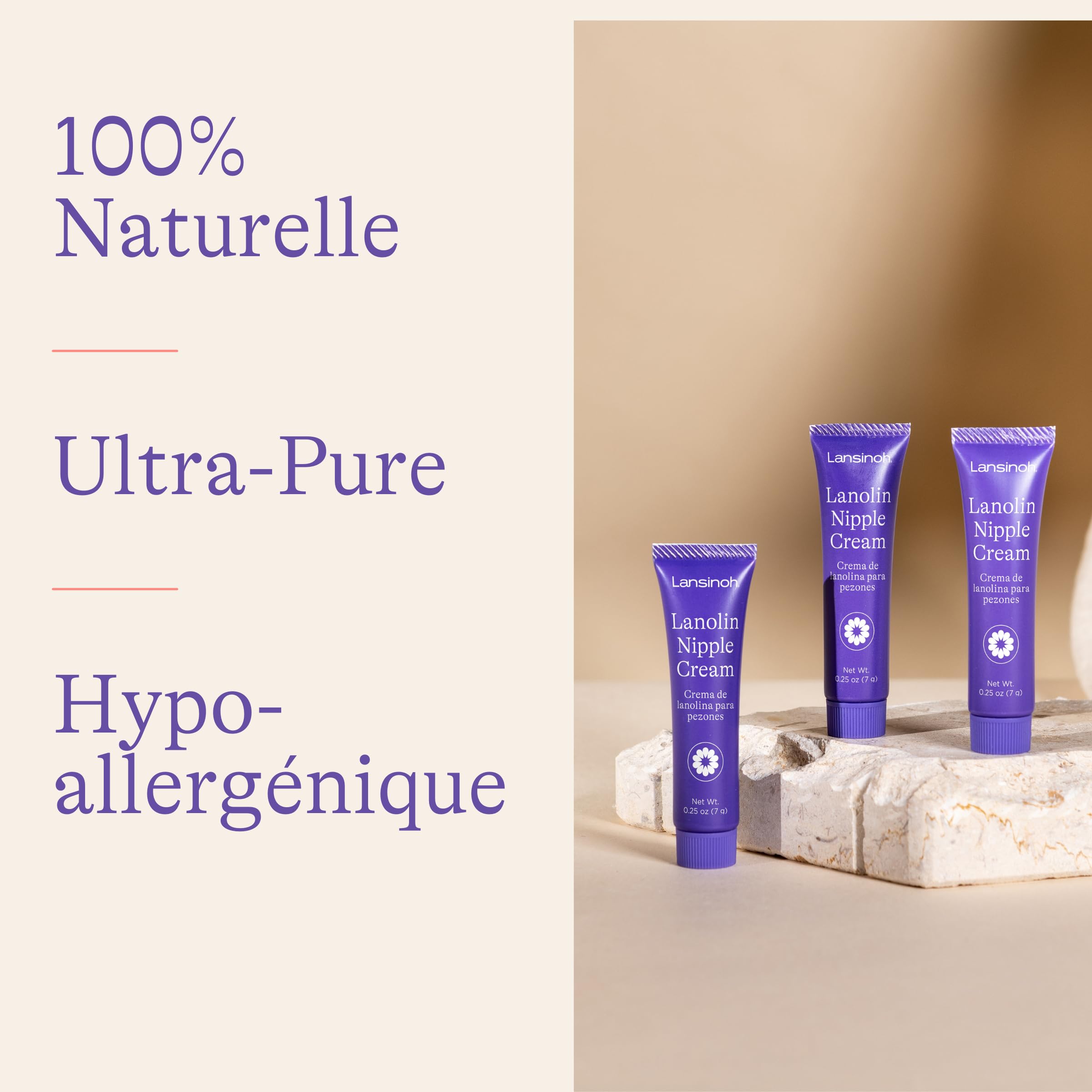 Lansinoh - Crème Lanoline HPA 3 x 7ml - Soin des seins - 100% Naturelle - Soulage Crevasses, Sécheresse & Irritations - Sûre pour Bébé, Sans Rinçage - Allaitement