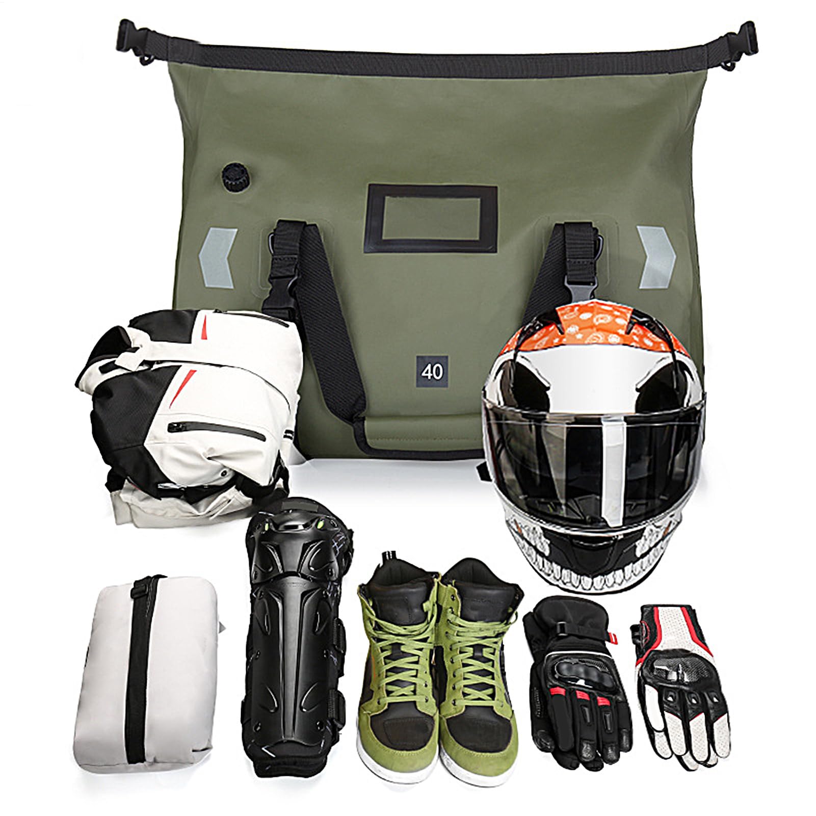 Zaino impermeabile da moto da 40 litri, impermeabile, per equitazione | attrezzatura da equitazione, borsa da palestra per moto, touring, campeggio, avventure e nuoto, organizer per gli uomini
