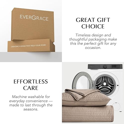 Miniatura 8 de EVERGRACEHOME Juego de edredón de satén de algodón tamaño King, colcha de algodón prelavado, 3 piezas, ligero y suave, para todas las estaciones,