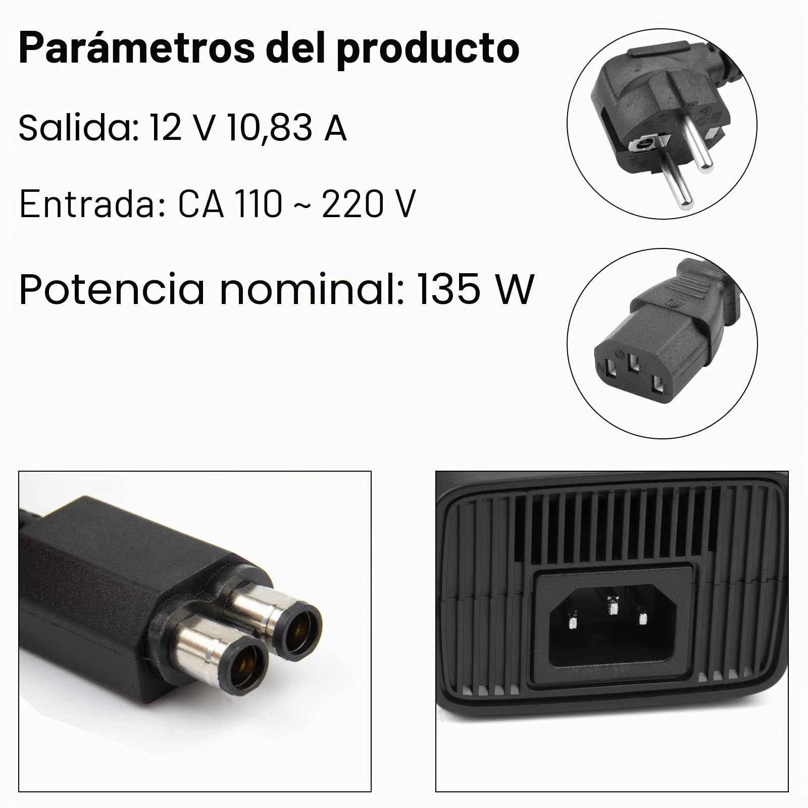 Labtec - Cargador de alimentación Labtec con cable de alimentación para consola Microsoft Xbox 360 Slim, 100-220V