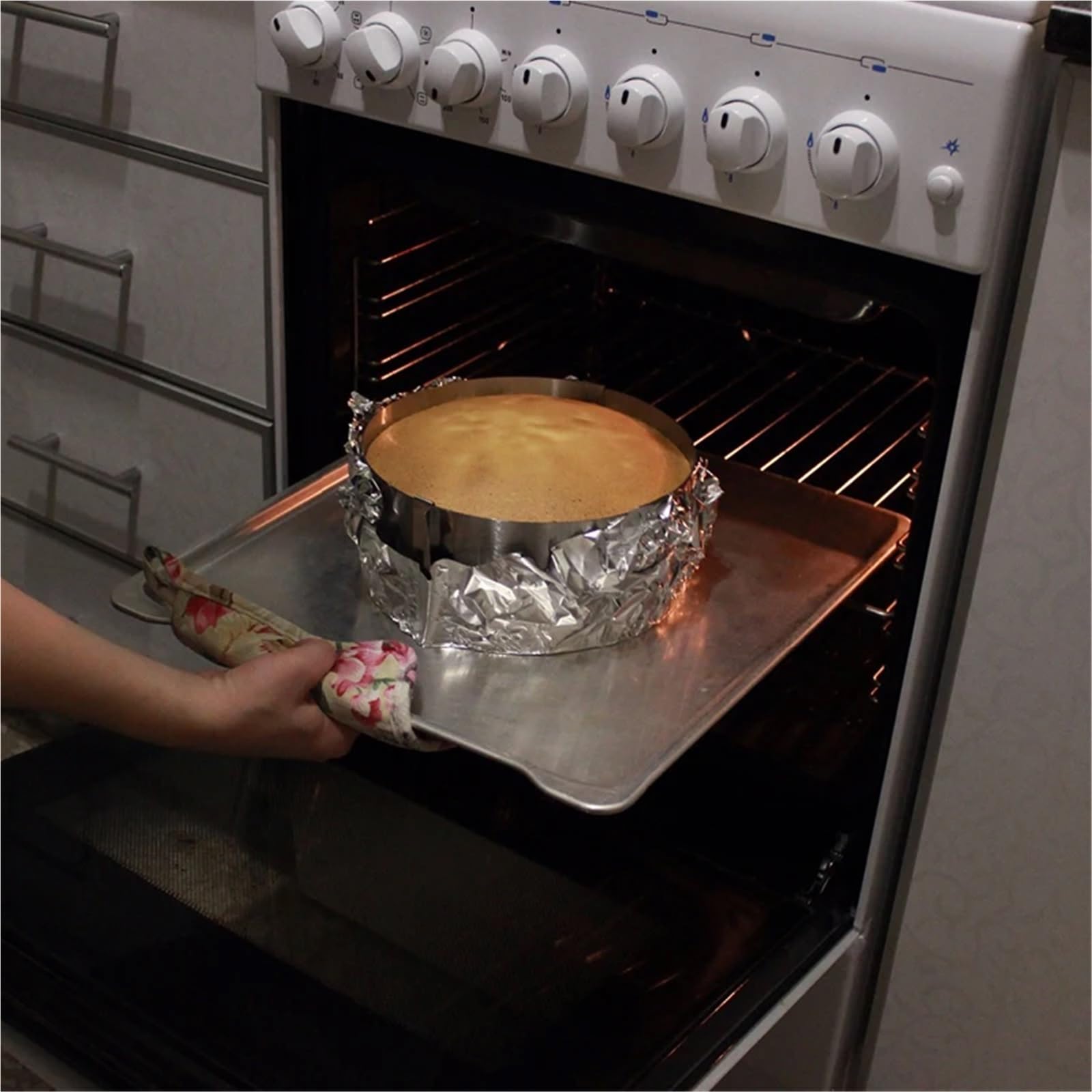 Kuchenförmiger Ring, rund, Edelstahl, mit Skala 16–30 cm, Teleskop-Kuchenring, Mousse-Ring, Tiefe 8,5 Für Die Zubereitung Von Kuchen Und Keksen