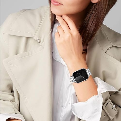 Miniatura 5 de Paquete de 2 correas de repuesto compatibles con Apple Watch de 1.929 in, 1.772 in, 1.732 in, 1.654 in, acero inoxidable resistente para iWatch