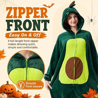 MEJORMEN Adult Animal One Piece Pajama Costume, Unisex Plush Coral Fleece Hooded Jumpsuit for Halloween Winter Loungewear