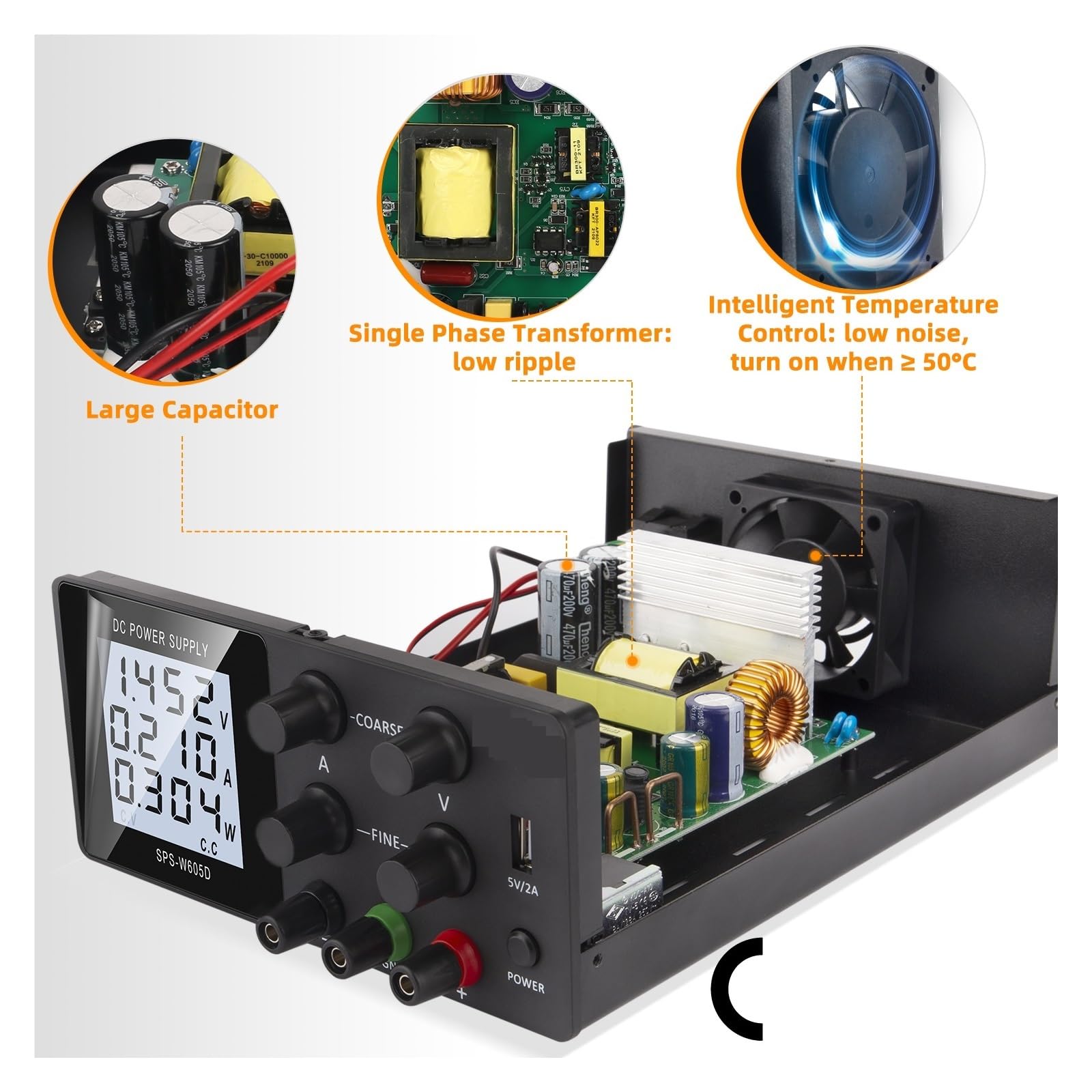 Zasilacz LCD Dightal o mocy 300 W, regulowany, 30 V, 10 A, 12 V, 3 A, przełączany, regulowany, stabilizator napięcia, źródło zasilania DC, do laboratoriów, prac elektronicznych, majsterkowania itp.