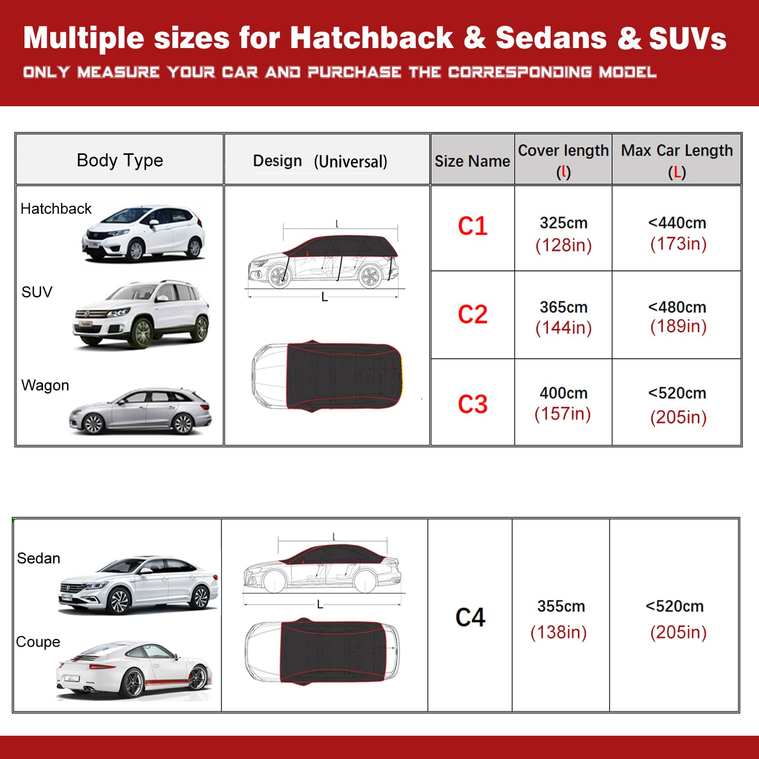 Media Funda Coche Exterior Impermeable, Tela Gruesa con Algodón, Cubierta para Parabrisas Delantero y Trasero para Hatchback (hasta 440 cm), Plata