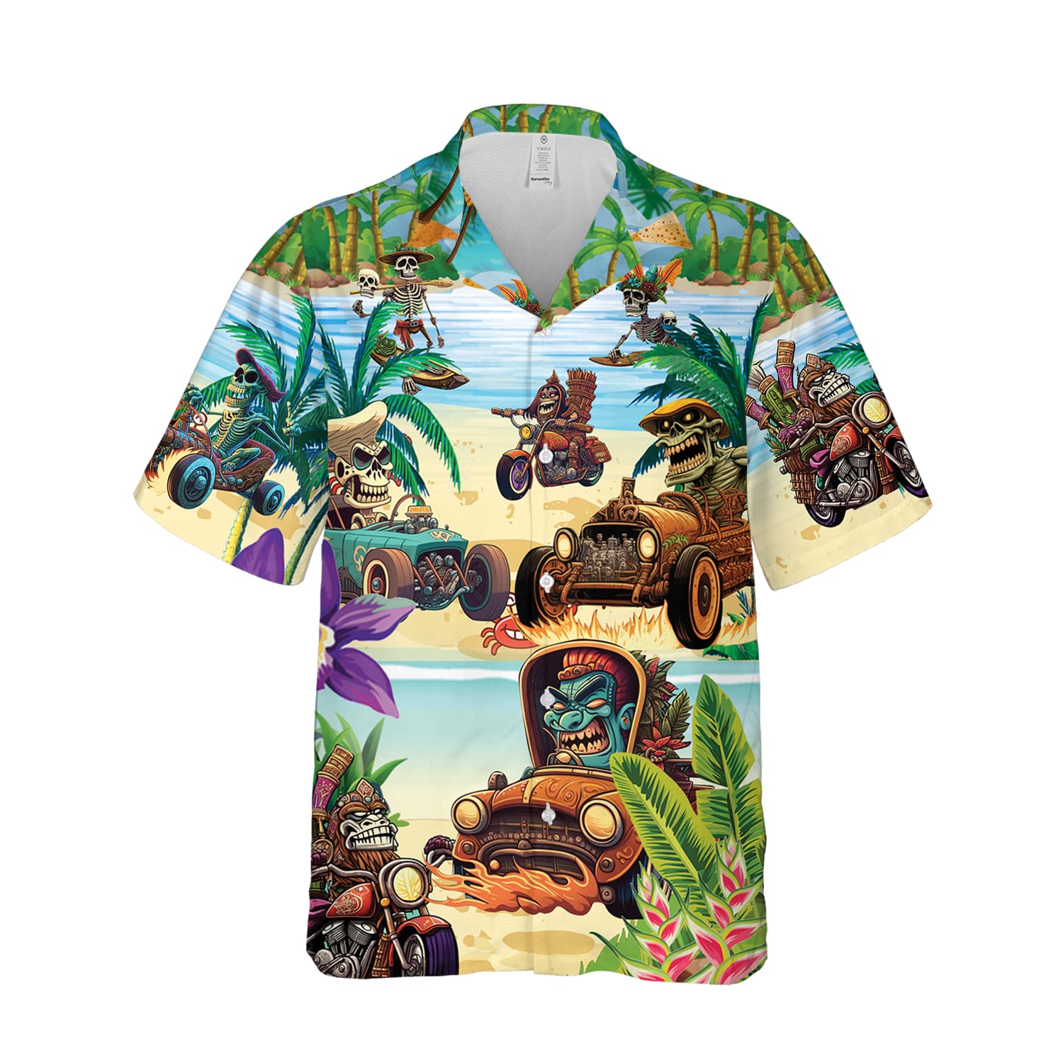 Tiki Hawaiian Shirts for Men - Tiki Tribal Mask Mens Hawaiian Button Down Short Sleeve Shirts Set 34