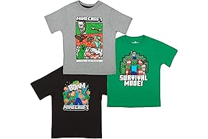 Minecraft T-shirt for Boys, Short Sleeve Regular Fit