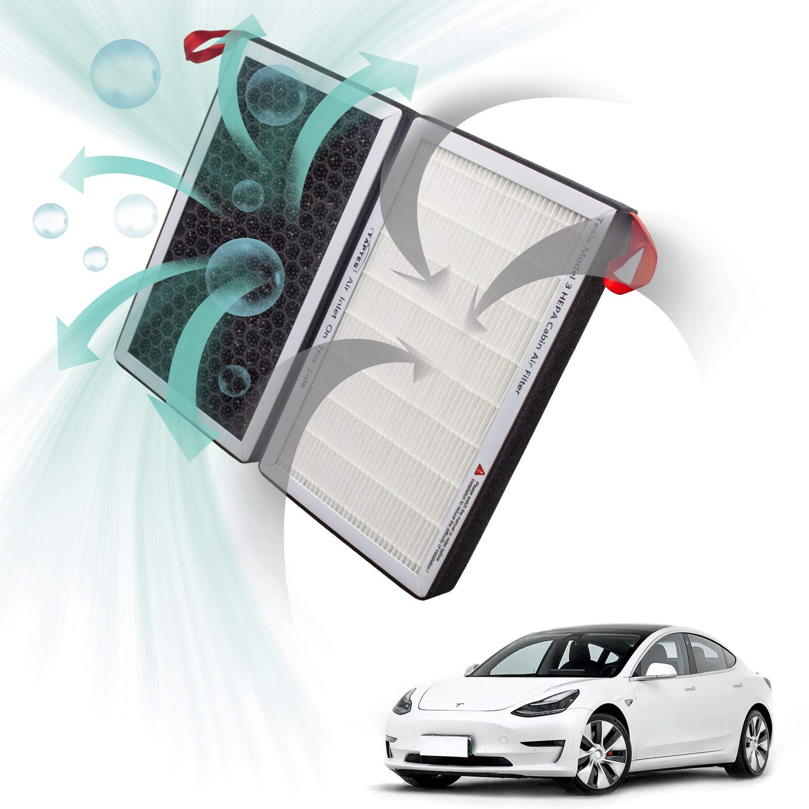 TAPTESHEPA Air Filter for Tesla Model 3 & Y Cabin Air Filter 2 Pack with Activated Carbon, 2017-2025 Compatibility