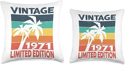 Miniatura 3 de Vintage 1971 Birthdate Limited Edition Sunset and Palm Trees Throw Pillow