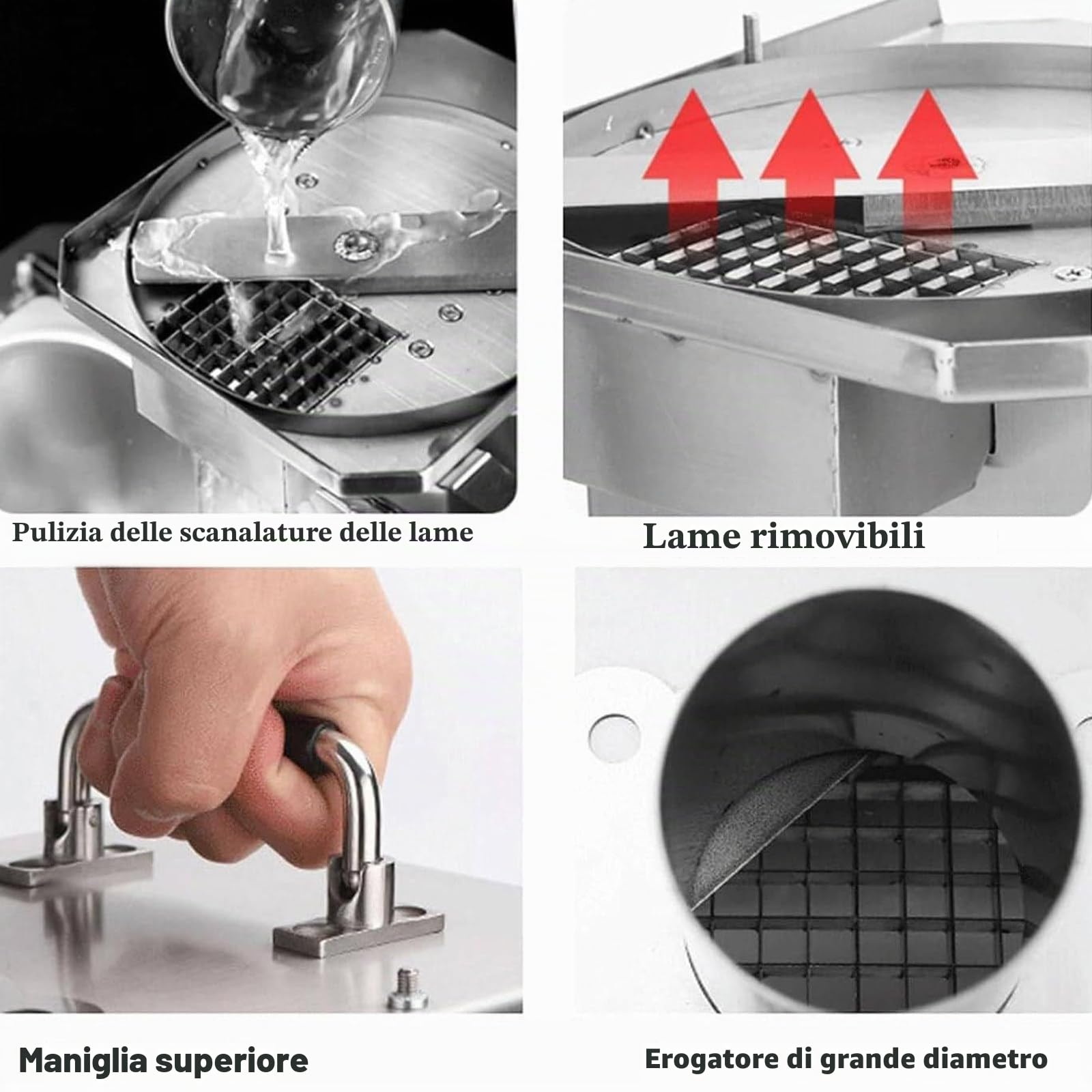 Cubettatrice Elettrica per Frutta E Verdura, Tagliaverdure, taglia verdure cubetti elettrico, 200W Professionale Veggie Robot da Cucina con Stampi per Cubetti da 6/8/10/12/15 mm