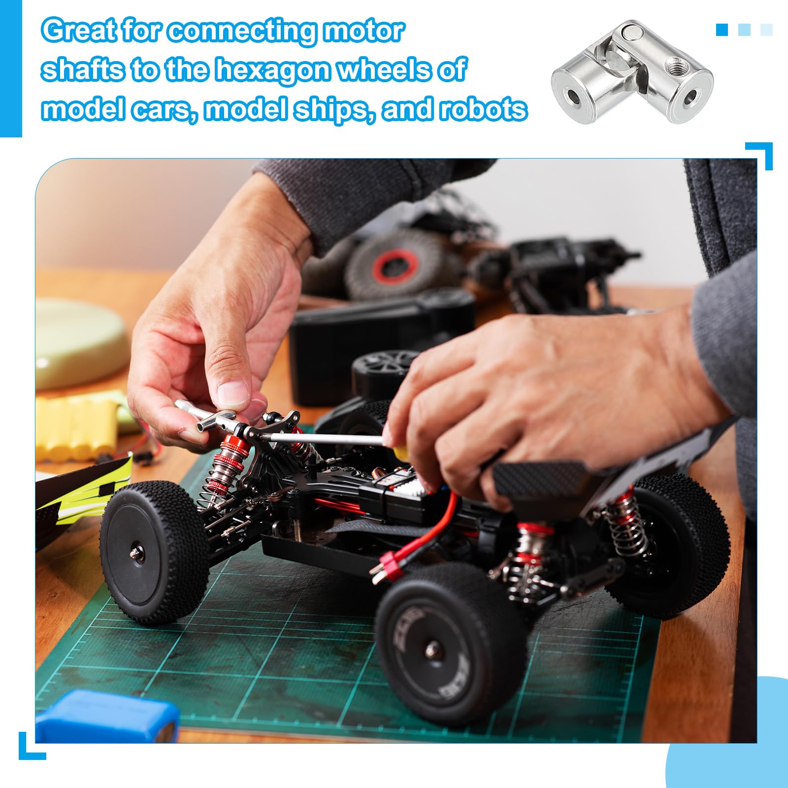 PATIKIL Universalgelenk-Wellenkupplung 3,2-4mm - 4-tlg. Set Mit M3 Schrauben