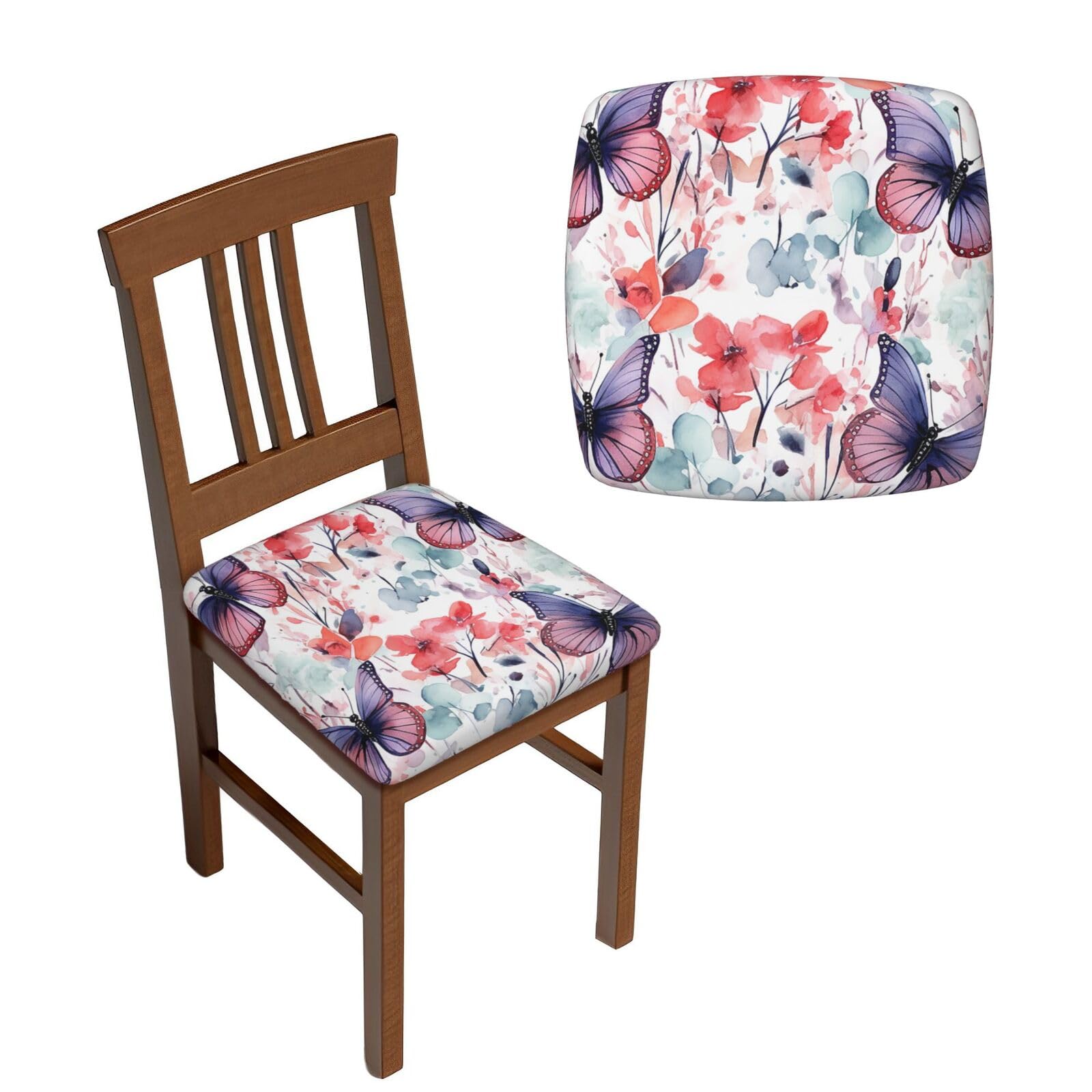 Housses de siège élastiques pour chaises de salle à manger repas de famille déco aquarelle