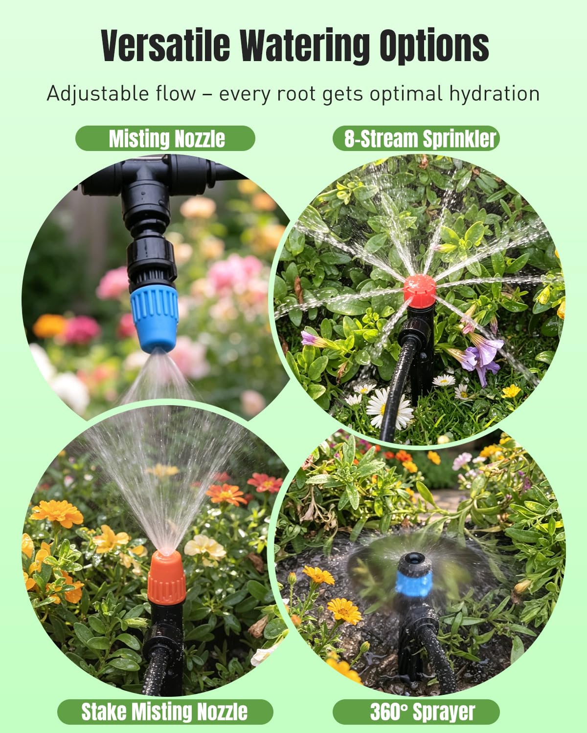 Pawfly Kit di irrigazione a goccia con connettore da 70 m, sistema di irrigazione da giardino, con tubo da 13-16 mm (10 m) e tubo da 4-6 mm (60 m) e accessori, per serra e prato