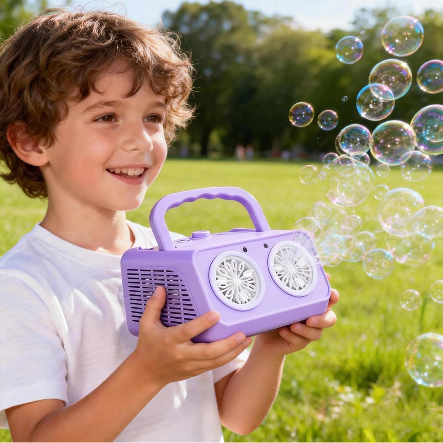 Bubble Machine with Dual Fans, 20,000+ Bubbles Per Minute, USB-C or AA Battery Powered,Leak-Proof Sealed Bottle,Portable Bubble Maker for Birthday Party Pool Wedding Outdoor