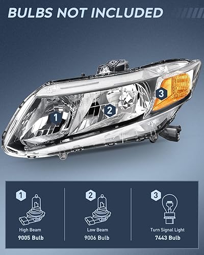Miniatura 9 de Nilight Conjunto de faros delanteros para Honda Civic Sedan 2012, 2013, 2014, 2015, 4 puertas, 12, 13, Civic Coupe, 2 puertas, carcasa cromada, 2