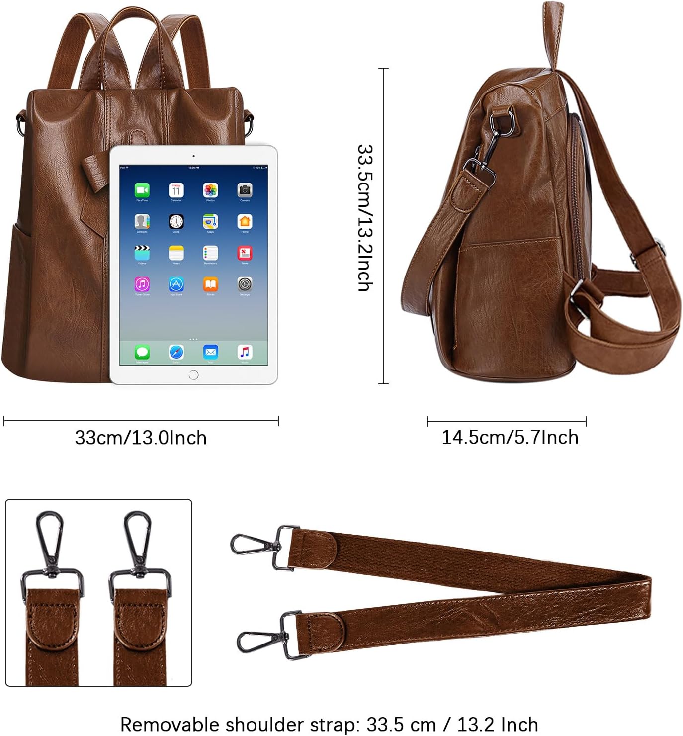 HUA ANGEL Women's Leather Backpack Purse Anti-Theft Daypacks for Travel College Office Shopping Carry on Bags Everyday Use - Image 2