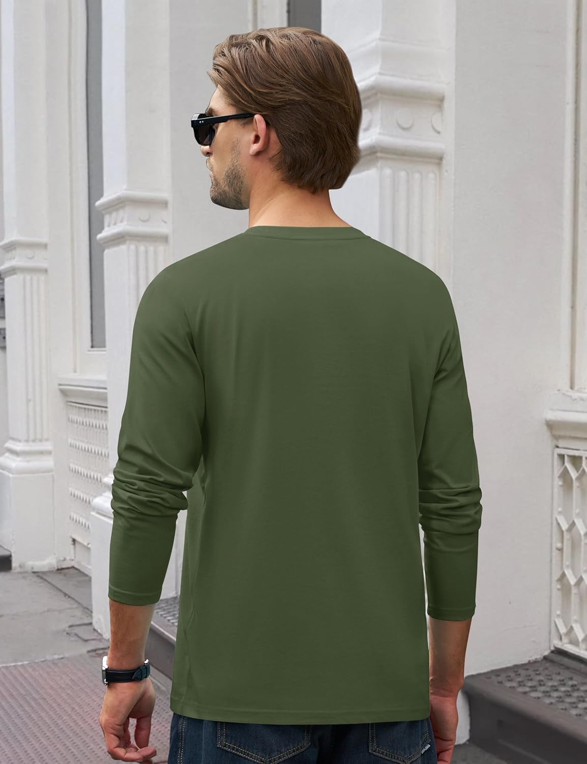 Cotrasen Men's Long Sleeve Shirts Cotton Crew Neck Pocket T Shirts Moisture Wicking Soft Comfort Casual Tee Shirts - Image 4
