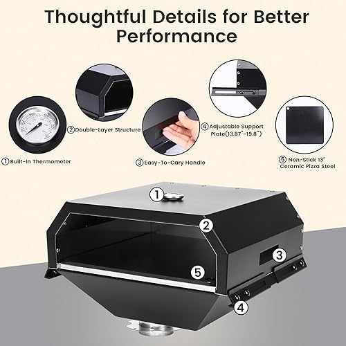 Miniatura 4 de Hisencn Accesorio para horno de pizza para parrilla, accesorios para horno de pizza al aire libre para Traeger, Pit Boss, Camp Chef, Z Grills,