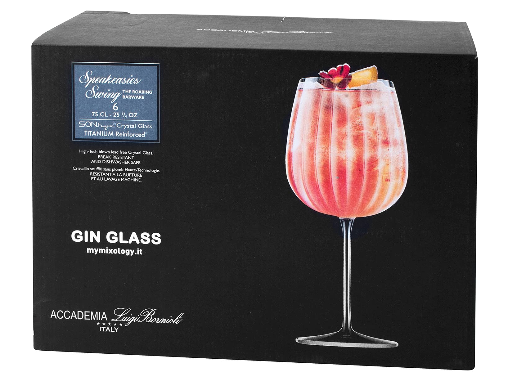 Bormioli Luigi 208247 Speakeasies-Juego de 6 Copas Gin, Cristal sonoro Transparente, 75 cl