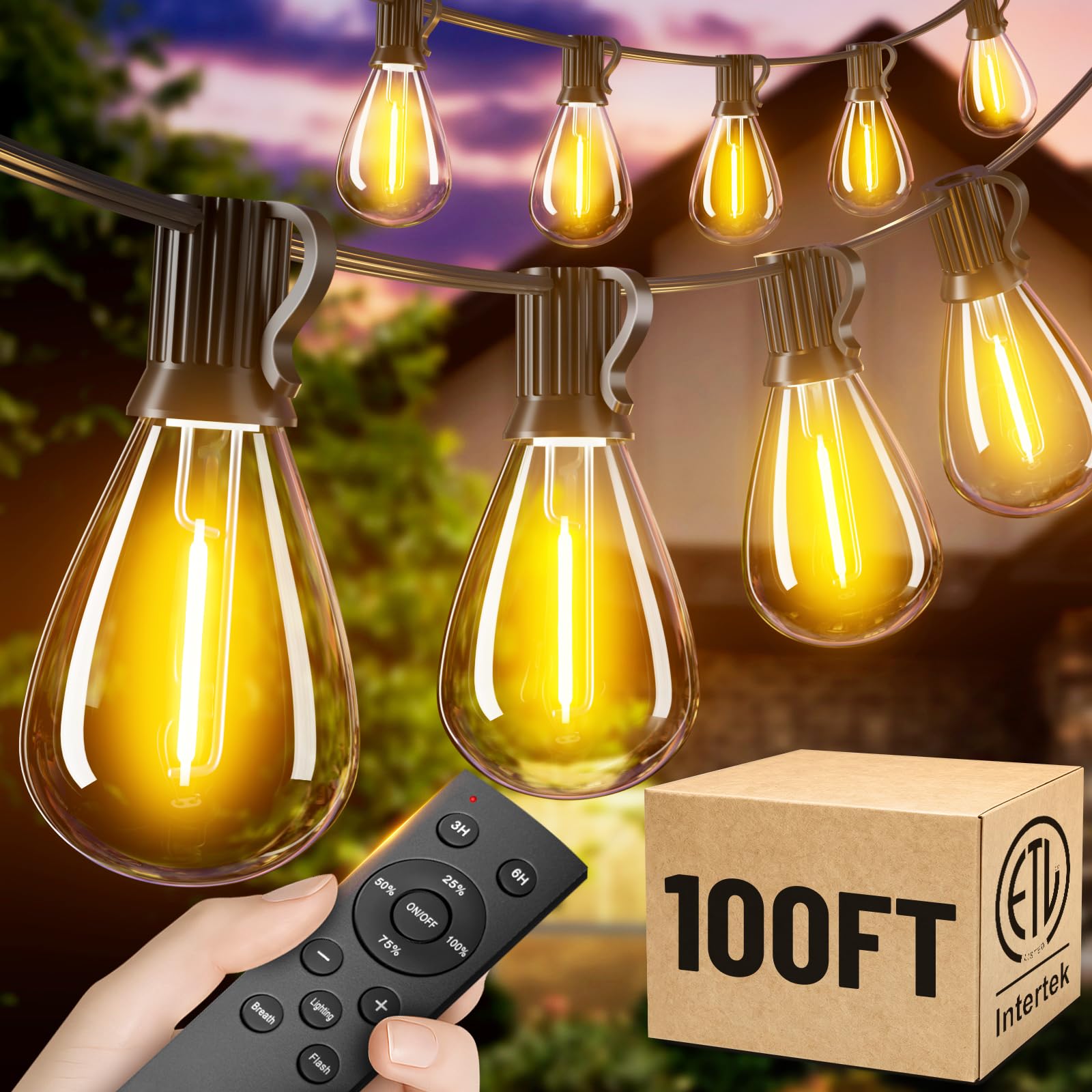 Photo 1 of Amzrap 100FT Outdoor String Lights with Remote