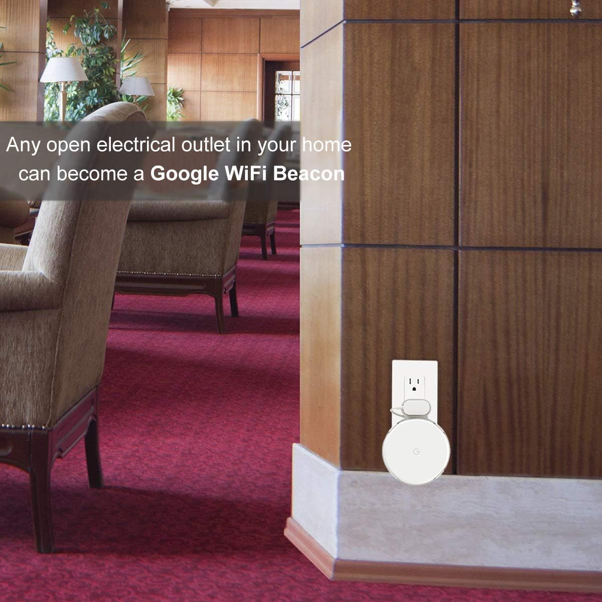 MROUNT Google WiFi Wall Mount, Space-Saving Outlet Mount Holder Hanger for Google WiFi Router and Google Mesh (2016 Model) with Cord Management, No Screws Needed (3 Pack)