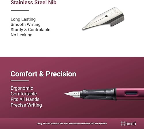 Miniatura 5 de Lamy AL-Star Pen - Bolígrafo negro morado, punta fina, 5 cartuchos de tinta negra, convertidor Z28 y toallita